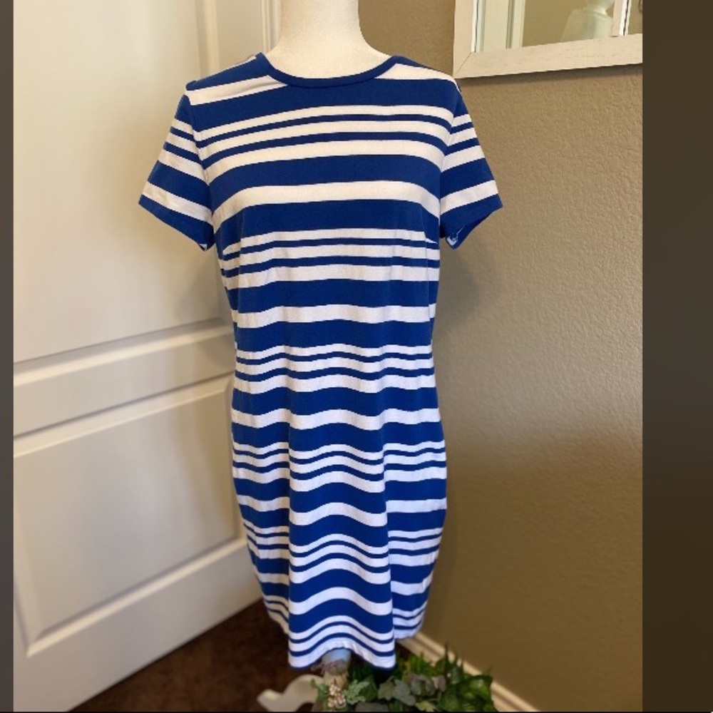 Old Navy Blue/White Striped Bodycon Dress Size Large.